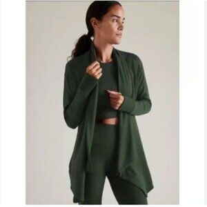 Athleta Pranayama Wrap Cardigan Sweatshirt in Green Size Small
